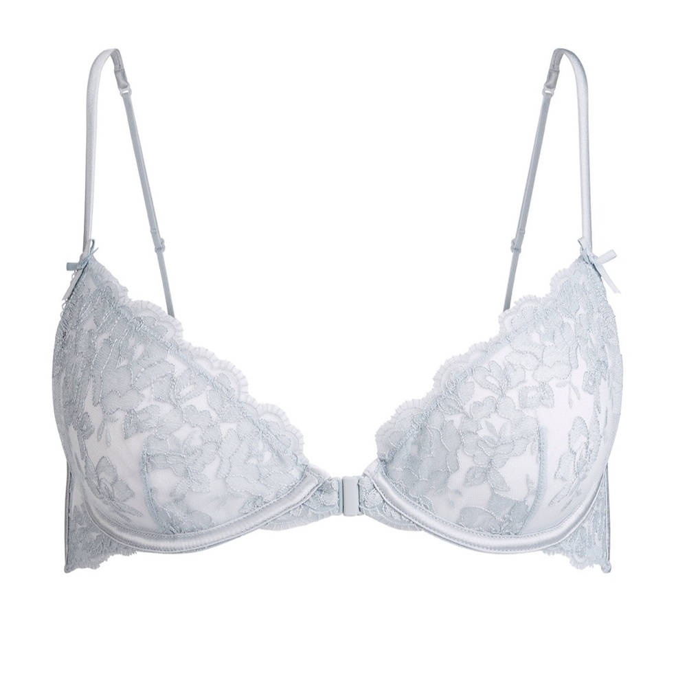 SKIMS Front closure, unlined, sheer lace Bra - Light Blue